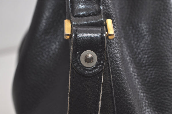 Authentic Christian Dior Shoulder Drawstring Bag Purse Leather Black Junk 5460K