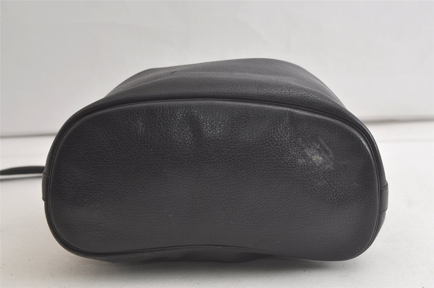 Authentic Christian Dior Shoulder Drawstring Bag Purse Leather Black Junk 5460K