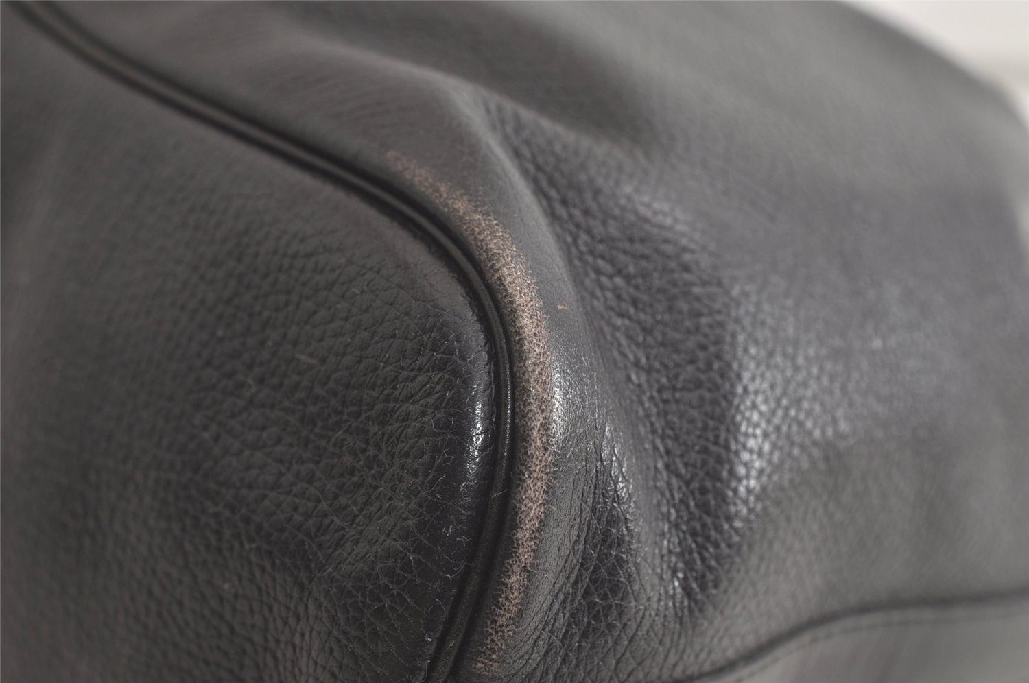 Authentic Christian Dior Shoulder Drawstring Bag Purse Leather Black Junk 5460K