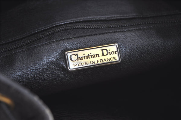 Authentic Christian Dior Shoulder Drawstring Bag Purse Leather Black Junk 5460K