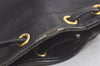 Authentic Christian Dior Shoulder Drawstring Bag Purse Leather Black Junk 5460K