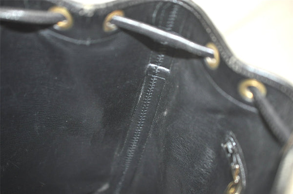 Authentic Christian Dior Shoulder Drawstring Bag Purse Leather Black Junk 5460K