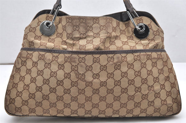 Authentic GUCCI Eclipse Shoulder Tote Bag GG Canvas Leather 121023 Brown 5462K