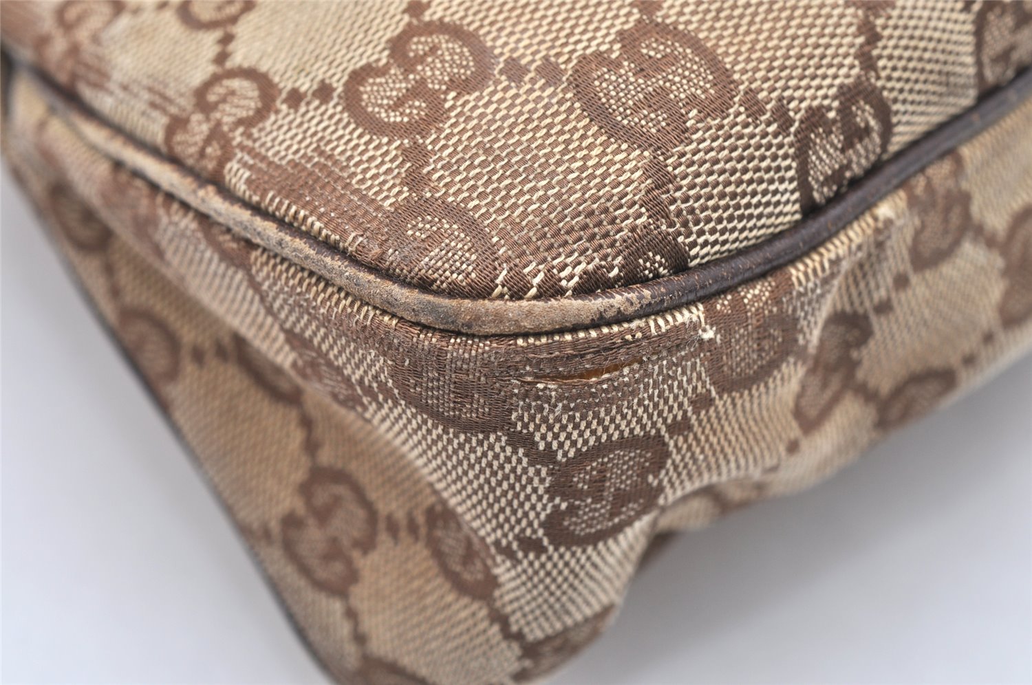 Authentic GUCCI Eclipse Shoulder Tote Bag GG Canvas Leather 121023 Brown 5462K