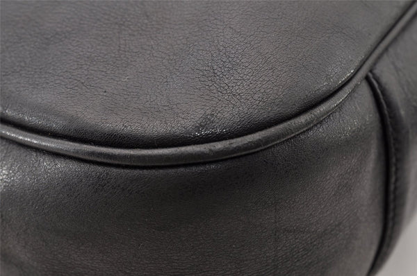 Authentic GUCCI Vintage Bamboo 2Way Shoulder Hand Bag Leather Black 5464I