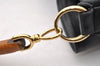 Authentic GUCCI Vintage Bamboo 2Way Shoulder Hand Bag Leather Black 5464I