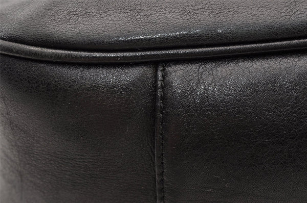 Authentic GUCCI Vintage Bamboo 2Way Shoulder Hand Bag Leather Black 5464I