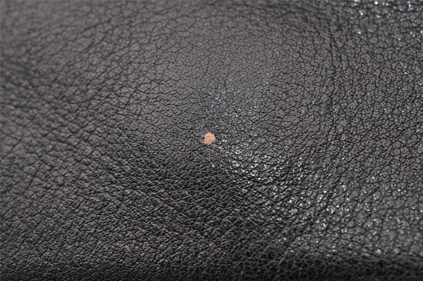 Authentic GUCCI Vintage Bamboo 2Way Shoulder Hand Bag Leather Black 5464I