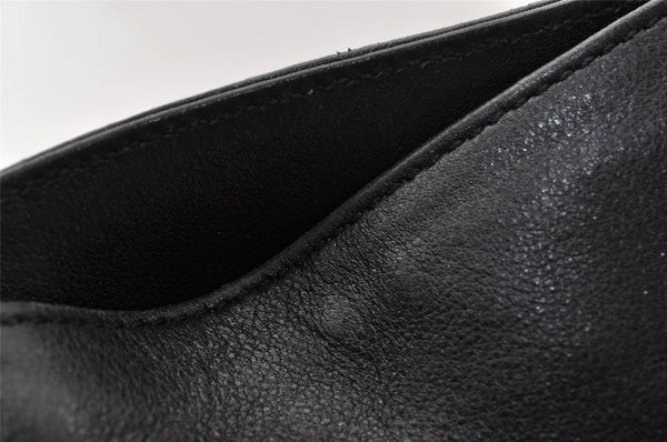 Authentic GUCCI Vintage Bamboo 2Way Shoulder Hand Bag Leather Black 5464I