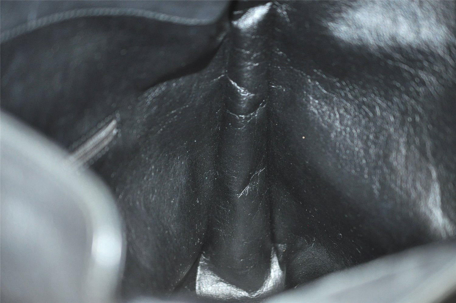 Authentic GUCCI Vintage Bamboo 2Way Shoulder Hand Bag Leather Black 5464I