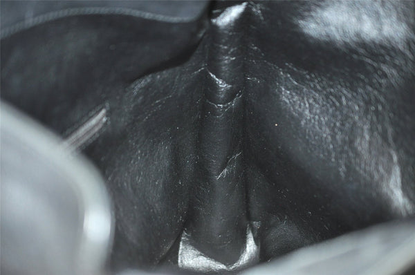 Authentic GUCCI Vintage Bamboo 2Way Shoulder Hand Bag Leather Black 5464I