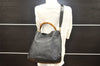 Authentic GUCCI Vintage Bamboo 2Way Shoulder Hand Bag Leather Black 5464I