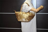 Authentic GUCCI GG Crystal Hand Tote Bag GG PVC Leather 131228 Gold 5465I