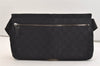 Authentic GUCCI Waist Body Bag Purse GG Canvas Leather 28566 Black 5465J