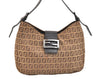 Authentic FENDI Zucchino Shoulder Hand Bag Purse Canvas Leather Brown 5465K