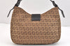 Authentic FENDI Zucchino Shoulder Hand Bag Purse Canvas Leather Brown 5465K