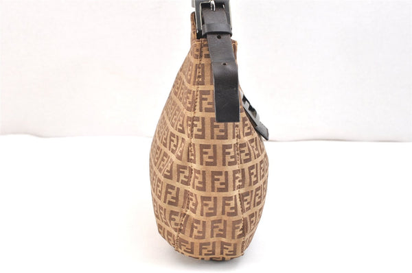 Authentic FENDI Zucchino Shoulder Hand Bag Purse Canvas Leather Brown 5465K