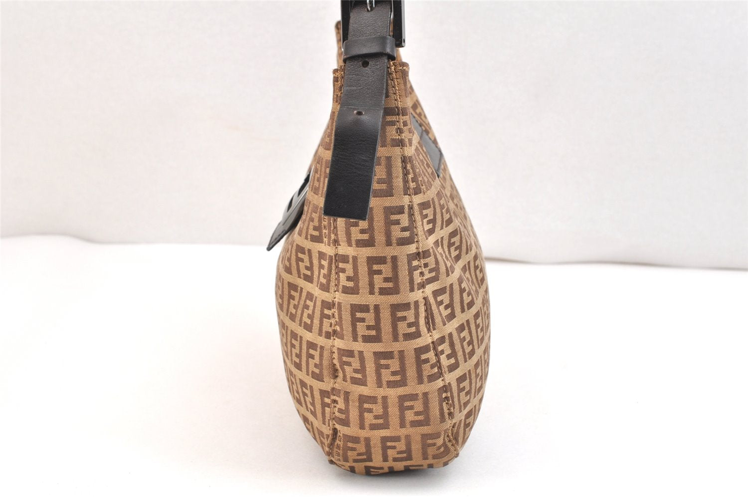 Authentic FENDI Zucchino Shoulder Hand Bag Purse Canvas Leather Brown 5465K