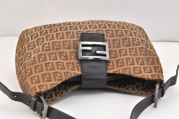 Authentic FENDI Zucchino Shoulder Hand Bag Purse Canvas Leather Brown 5465K