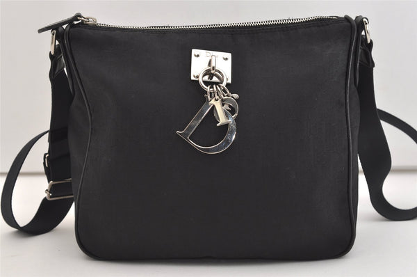 Authentic Christian Dior Trotter Lovely Shoulder Bag Nylon Leather Black 5466J