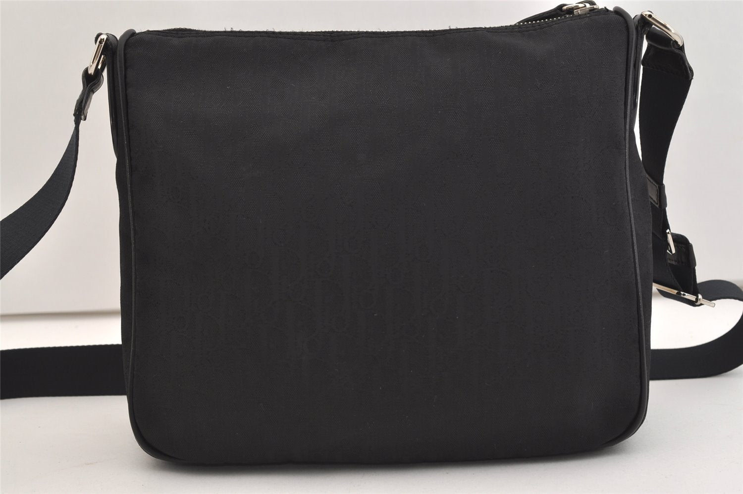 Authentic Christian Dior Trotter Lovely Shoulder Bag Nylon Leather Black 5466J
