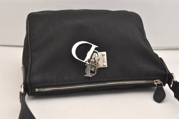 Authentic Christian Dior Trotter Lovely Shoulder Bag Nylon Leather Black 5466J