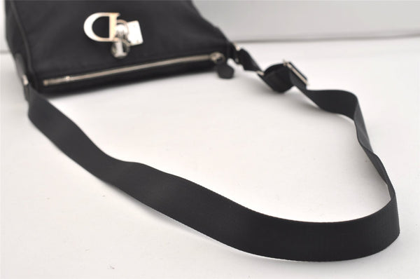 Authentic Christian Dior Trotter Lovely Shoulder Bag Nylon Leather Black 5466J