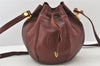 Authentic Cartier Must de Cartier Leather Shoulder Drawstring Bag Bordeaux 5468K