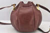 Authentic Cartier Must de Cartier Leather Shoulder Drawstring Bag Bordeaux 5468K