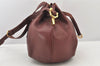 Authentic Cartier Must de Cartier Leather Shoulder Drawstring Bag Bordeaux 5468K