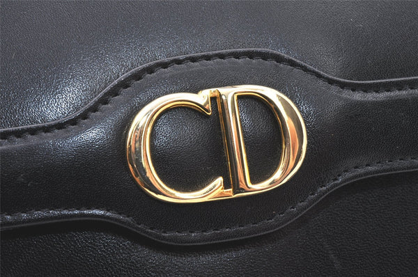 Authentic Christian Dior Chain Shoulder Cross Body Bag Leather Black Junk 5469K