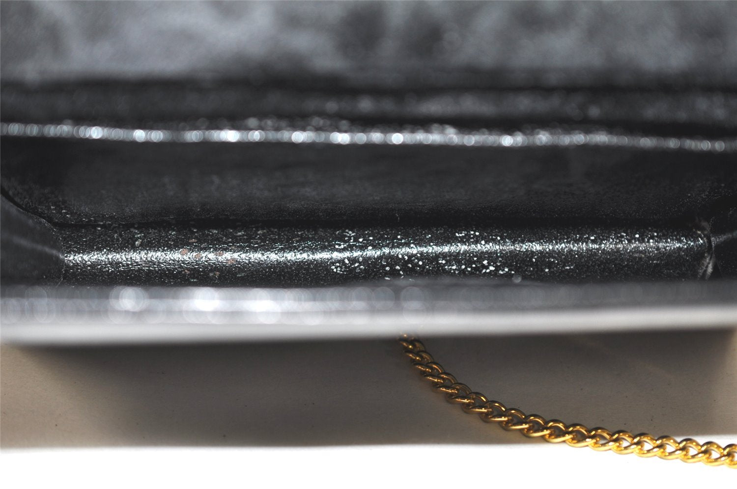 Authentic Christian Dior Chain Shoulder Cross Body Bag Leather Black Junk 5469K