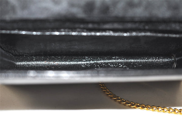 Authentic Christian Dior Chain Shoulder Cross Body Bag Leather Black Junk 5469K