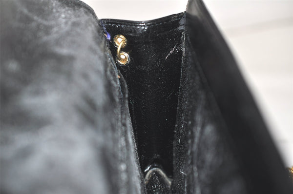 Authentic Christian Dior Chain Shoulder Cross Body Bag Leather Black Junk 5469K