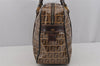 Authentic FENDI Vintage Zucchino Hand Boston Bag Purse PVC Leather Brown 5473J