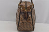 Authentic FENDI Vintage Zucchino Hand Boston Bag Purse PVC Leather Brown 5473J