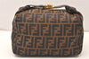 Authentic FENDI Vintage Zucca Hand Bag Purse Canvas Leather Brown 5475K