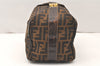 Authentic FENDI Vintage Zucca Hand Bag Purse Canvas Leather Brown 5475K