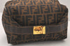 Authentic FENDI Vintage Zucca Hand Bag Purse Canvas Leather Brown 5475K