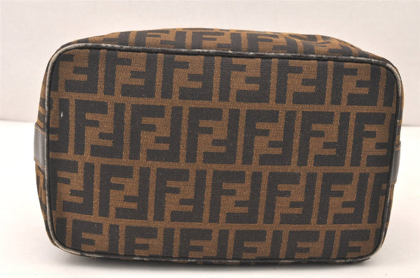 Authentic FENDI Vintage Zucca Hand Bag Purse Canvas Leather Brown 5475K