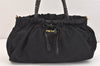 Authentic PRADA Tessuto Bow Ribbon Nylon Leather 2Way Hand Bag Black 5476K