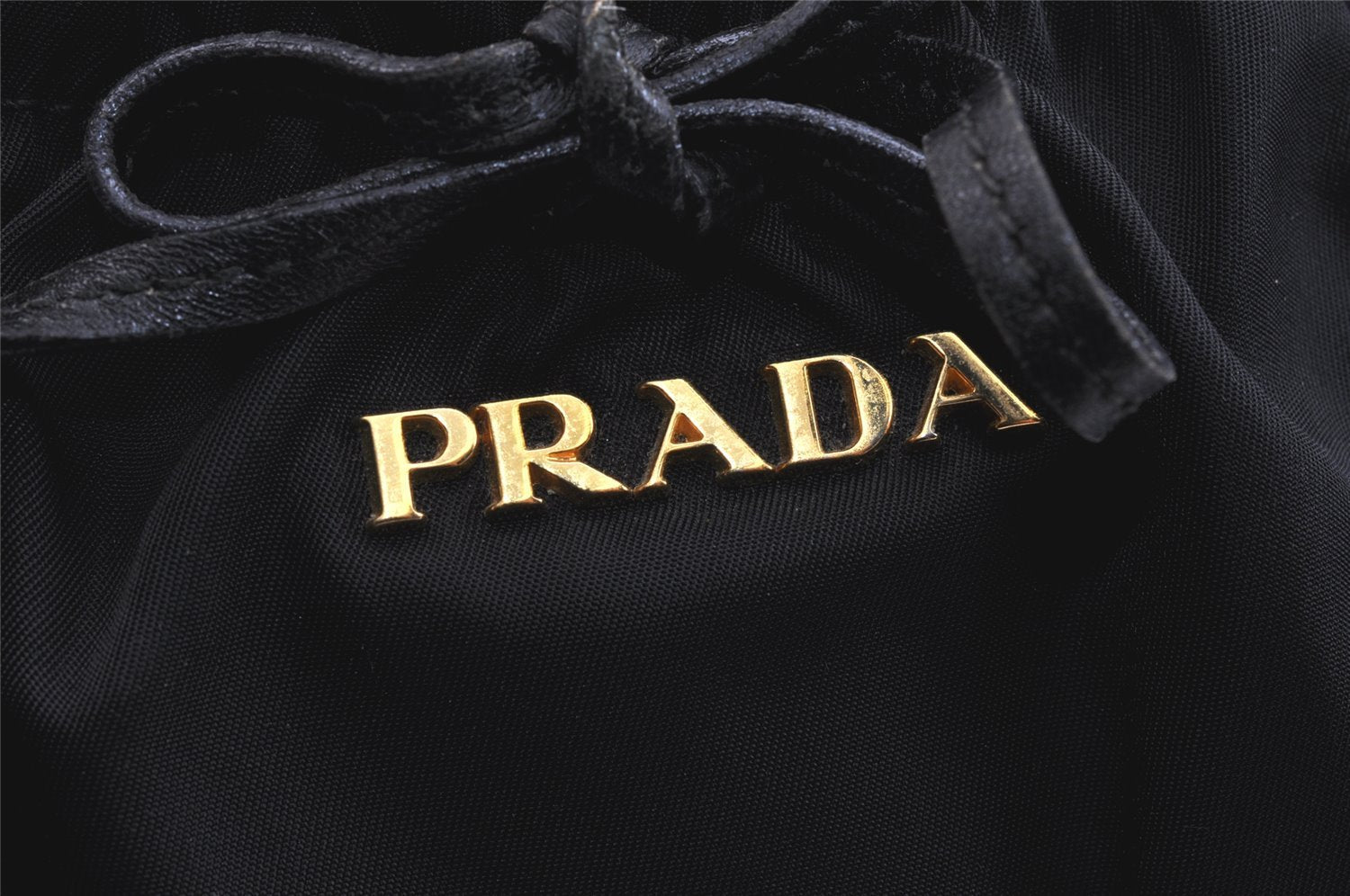 Authentic PRADA Tessuto Bow Ribbon Nylon Leather 2Way Hand Bag Black 5476K