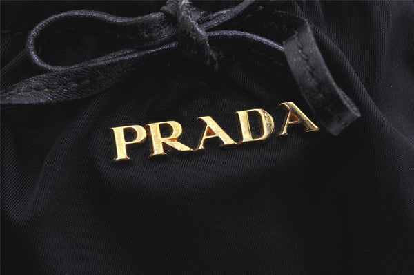 Authentic PRADA Tessuto Bow Ribbon Nylon Leather 2Way Hand Bag Black 5476K