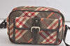 Authentic BURBERRY BLUE LABEL Check Shoulder Cross Bag Nylon Leather Beige 5477K