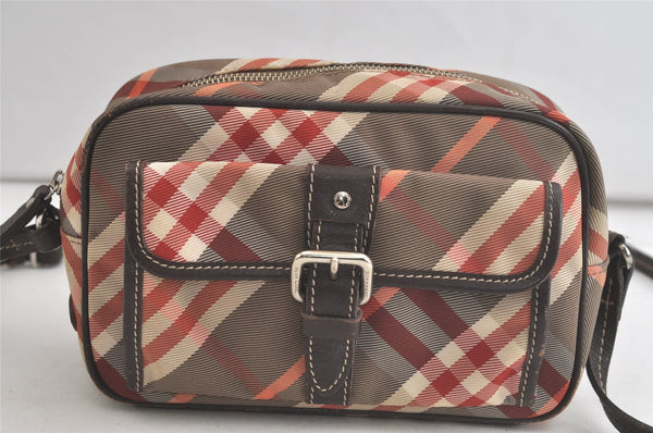 Authentic BURBERRY BLUE LABEL Check Shoulder Cross Bag Nylon Leather Beige 5477K