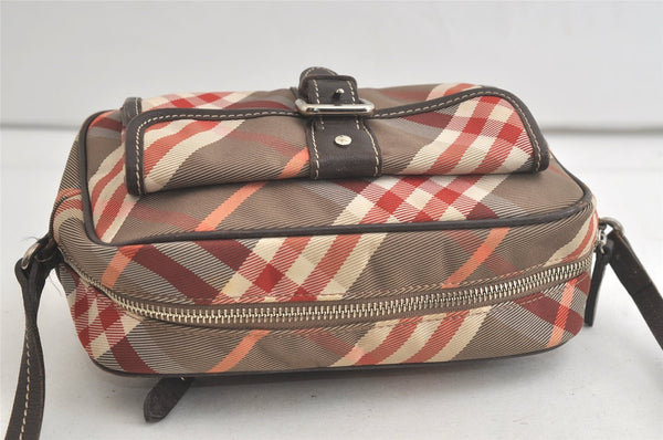 Authentic BURBERRY BLUE LABEL Check Shoulder Cross Bag Nylon Leather Beige 5477K