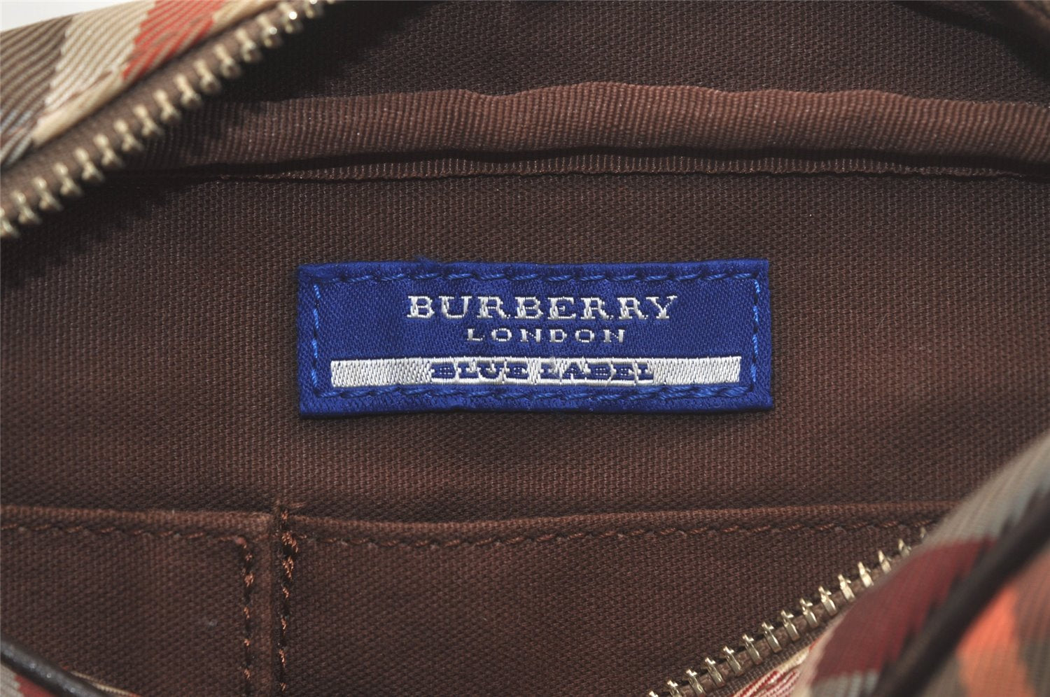 Authentic BURBERRY BLUE LABEL Check Shoulder Cross Bag Nylon Leather Beige 5477K