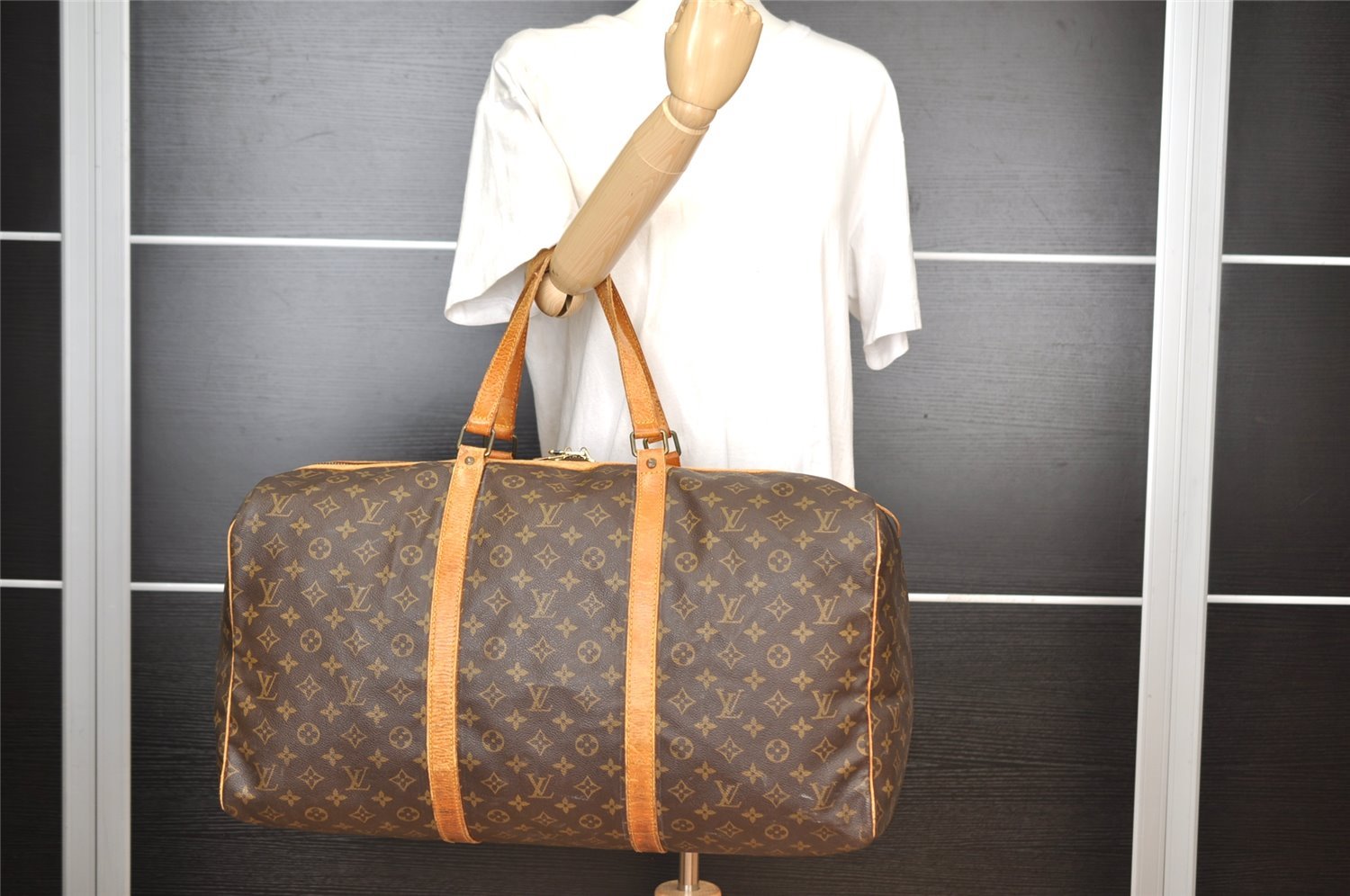 Authentic Louis Vuitton Monogram Sac Souple55 Hand Boston Bag M41622 Junk 5480I