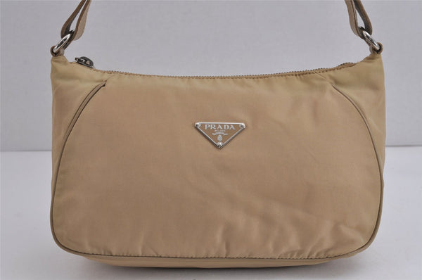 Authentic PRADA Nylon Tessuto Saffiano Leather Shoulder Hand Bag Beige 5480J