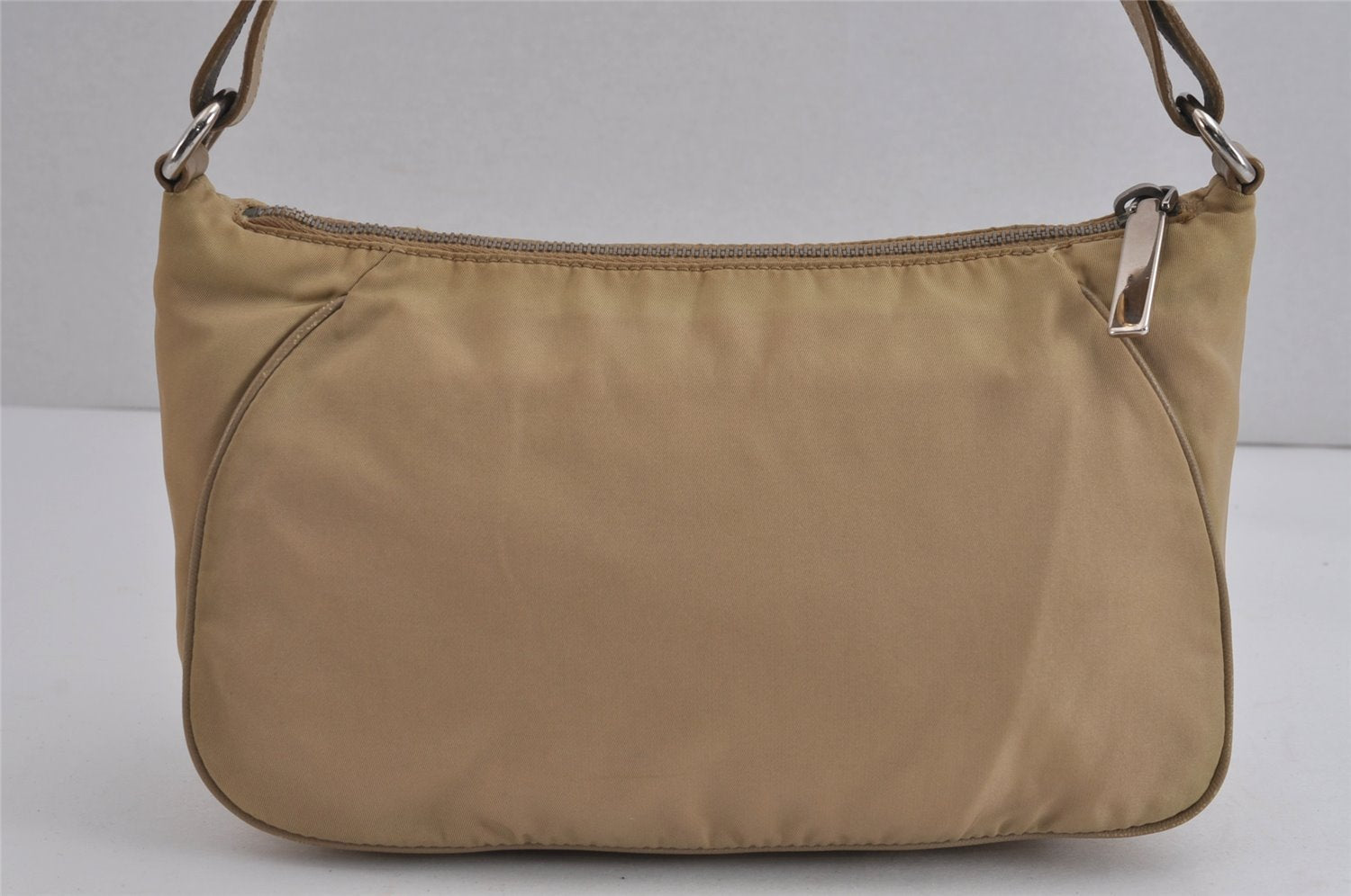 Authentic PRADA Nylon Tessuto Saffiano Leather Shoulder Hand Bag Beige 5480J